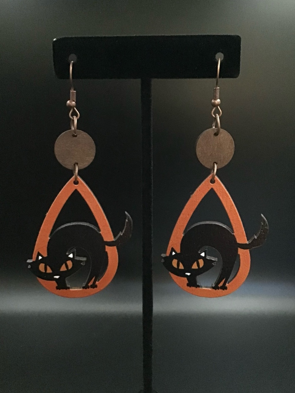 Wooden Cat Earrings